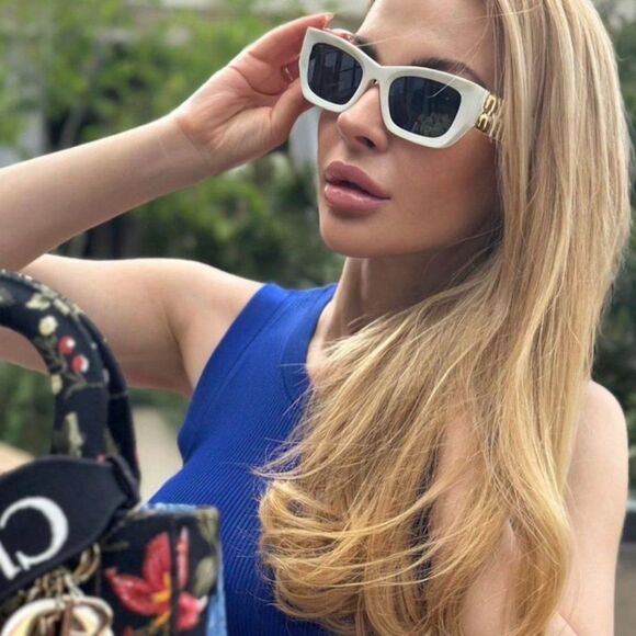 NEW MIU MIU MU09WS 1425S0 WHITE DARK GREY SUNGLASSES - Picture 7 of 15